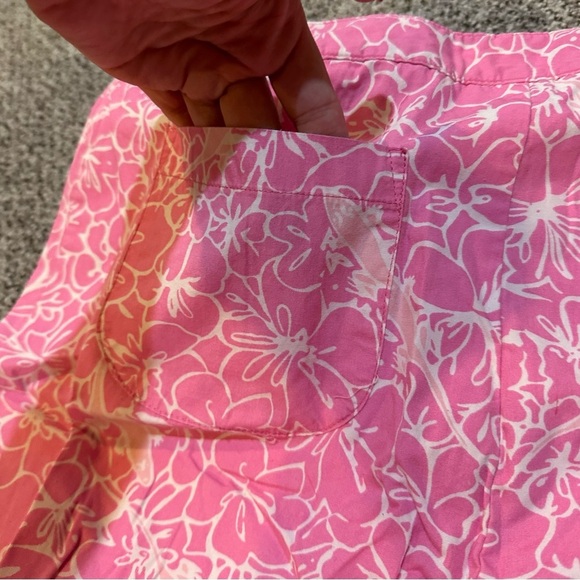 LILLY PULITZER Size 10 Hot Pink Hibiscus Flower Print Pants Cropped R $138 - Picture 5 of 9